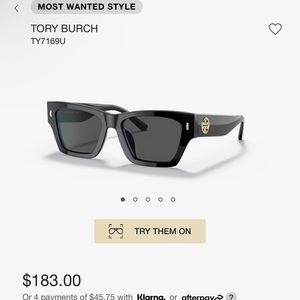 Black Tory Burch sunglasses. Never worn. Comes with case and dust bag